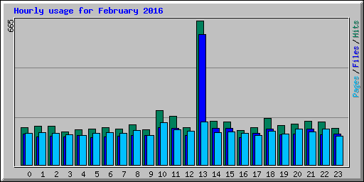 Hourly usage for February 2016