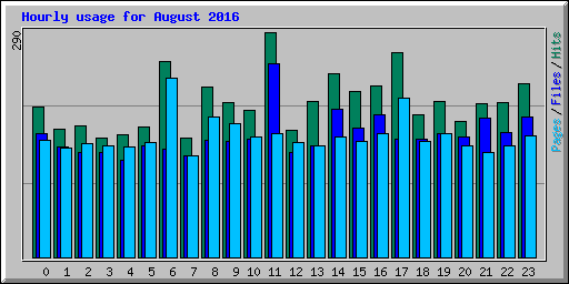 Hourly usage for August 2016